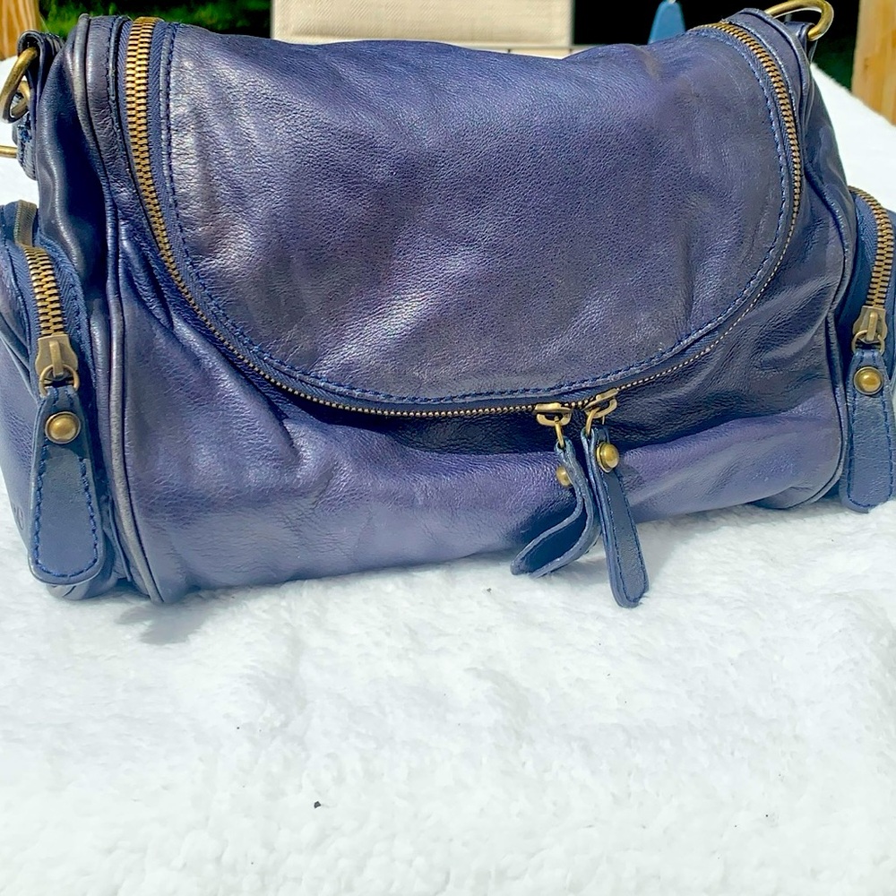 Vintage Trace by Kale Gray Large Leather Satchel Handbag w/ Strap - 16
